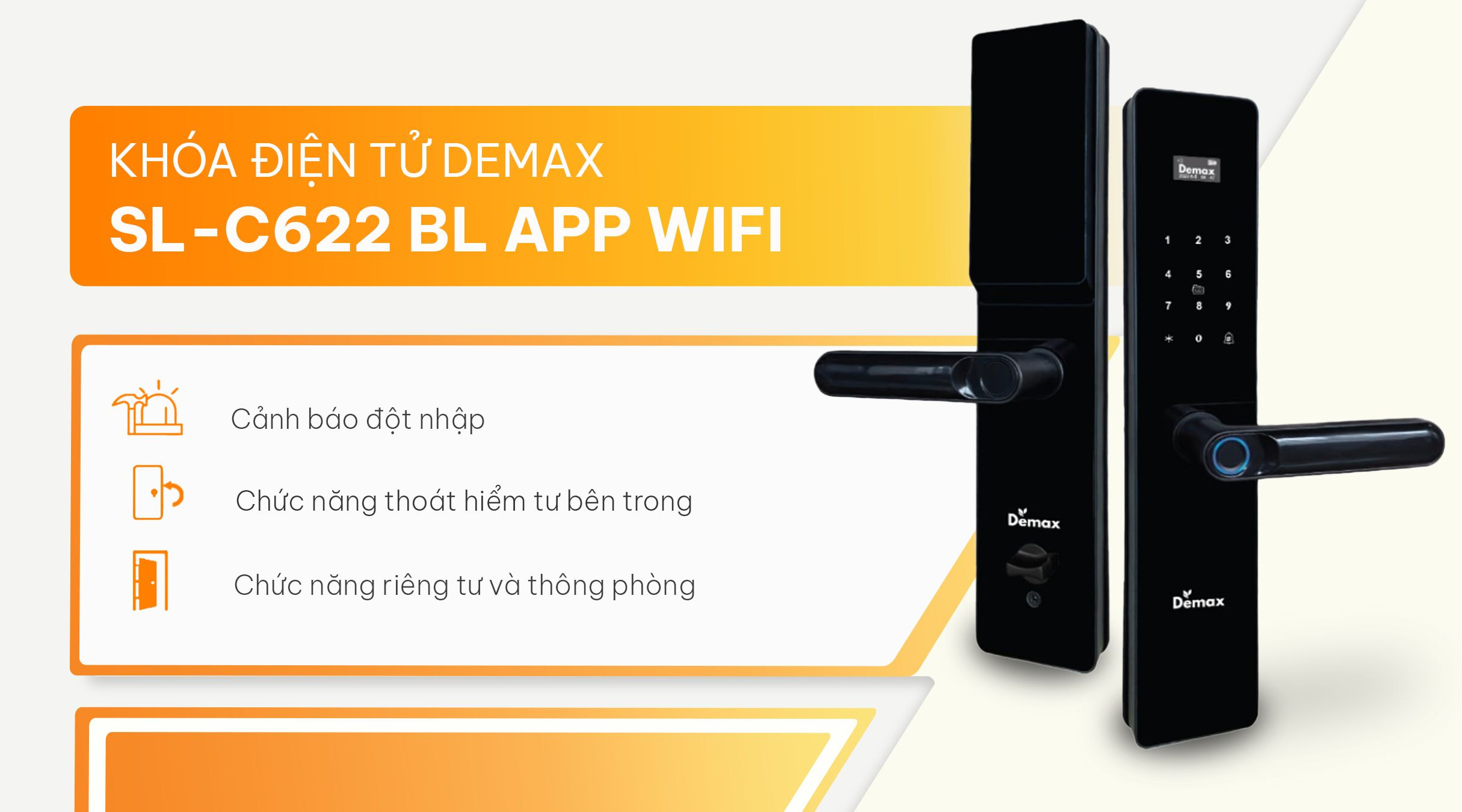 Tính năng khóa Demax EL-C622 BL APP Wifi